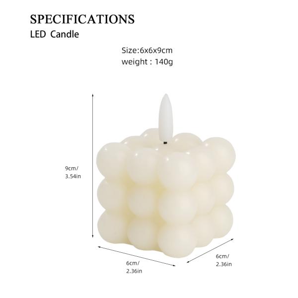 LED Lanterns Paraffin Wax Cube Bubble LED Candle Modern Ambiance