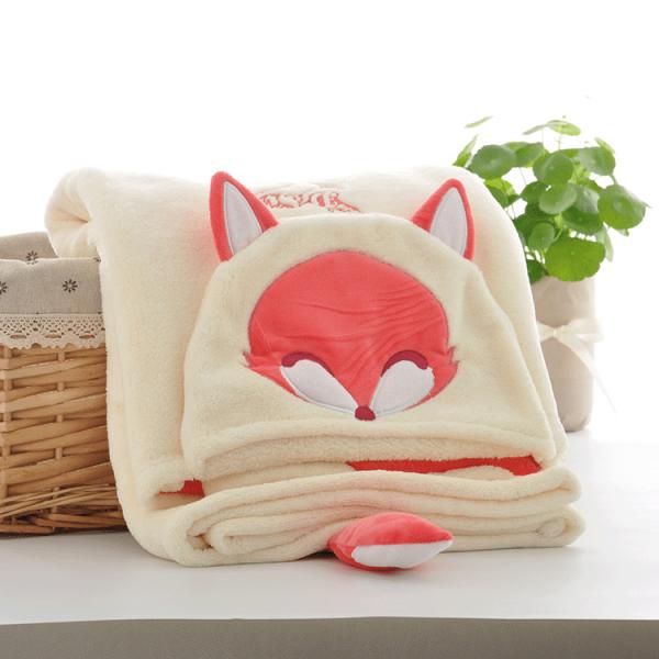 Cozy Plush Flannel Hoodie Blanket Animal Cape Winter Polyester Hooded Blanket