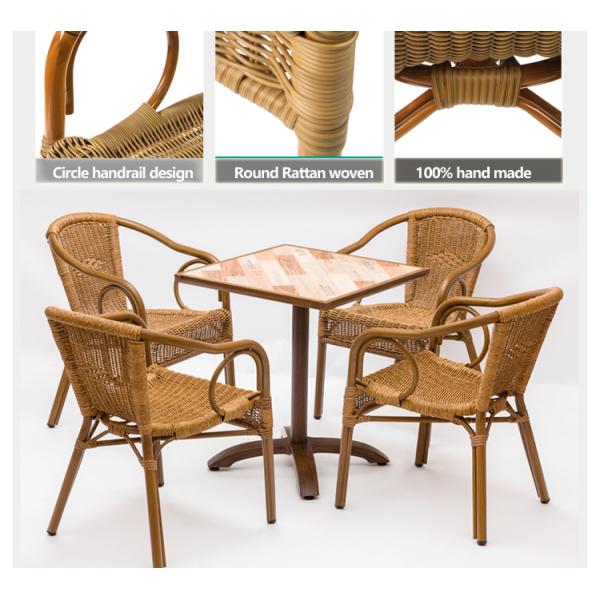 Enjoy Dining in Style with Our Aluminium Rattan Wicker Round French Bistro Chair