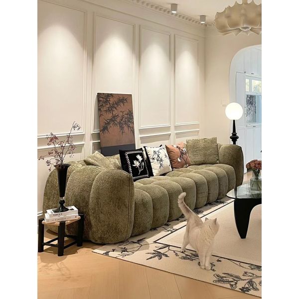 Custom Retro Straight Comfortable Sponge Corner Modular Sofa Living Room Cloud Couch Compressed Sofa for Villa Apartment