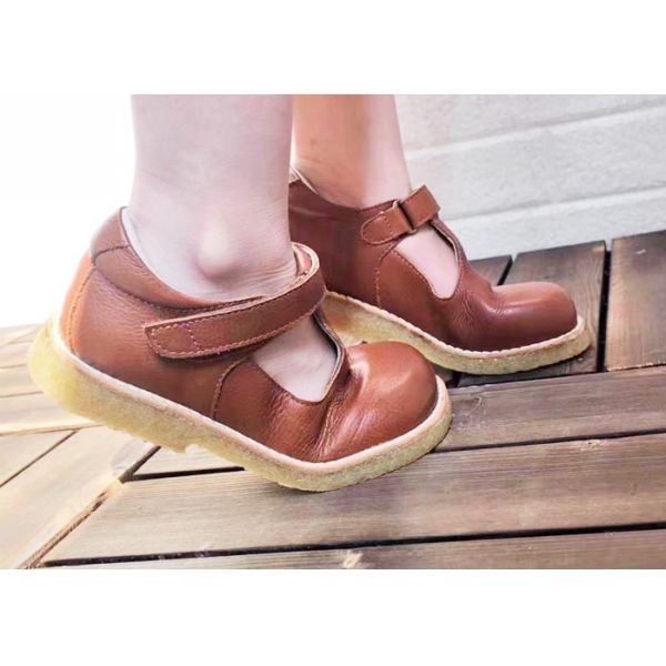 Real Leather Strap Cattlehide  Girls Kids Dress Shoes