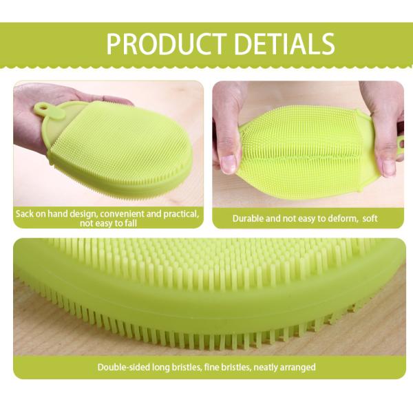 Double Side Silicone Sponge Dish Washing Brush for Stain-resistant Kitchen Cleaning