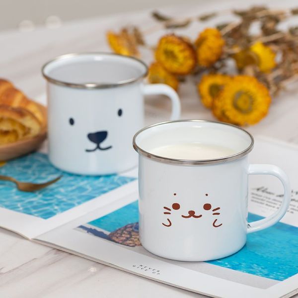 150g 350ml Enamel Coffee Mug Featuring High Temperature Logo Printing Ideal for Camping Hiking Outdoor Travel Activities