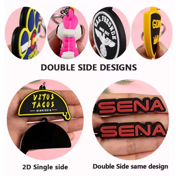 Personalized Promotional Keychain Badge 2D Rubber PVC Debossed Printing