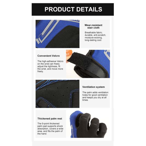 Full Finger Sports Touch Screen Gloves with Custom Shock Absorption and Non-slip Style