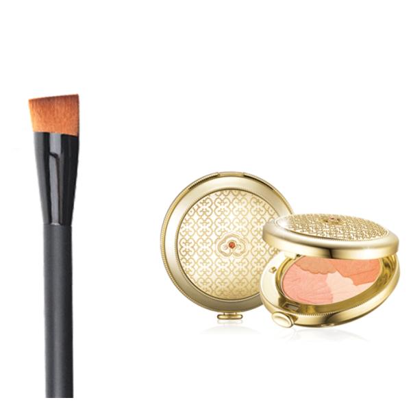 Woman Black Foundation Bevel Brushes With Brown Hair / Black Ferrule