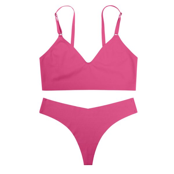 New Arrival Women Sexy Underwear Bra Set Women's V-neck Thong Underwear Seamless Wire-free Comfortable Sports Bra Set