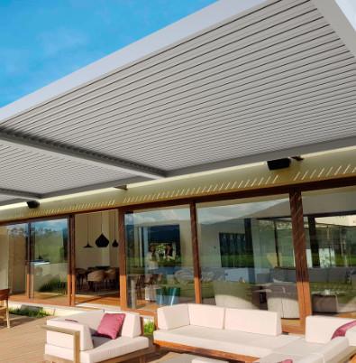 Motorized Custom Aluminum Louvered Pergola Electric Bioclimatic With LED Side Screen
