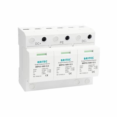 BRPV3-1000-12.5 PV Surge Arrester 1000V Type 1 for Solar Panels din rail surge protection lightning arrester spd dc pv
