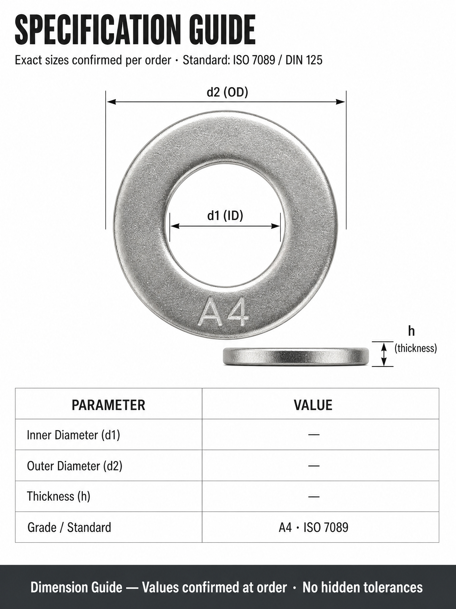 Factory 316 Flat Washer Seawater Salt Spray Rust Resistant Washer Thickening Increase Stainless Steel Flat Washer Non-calibration