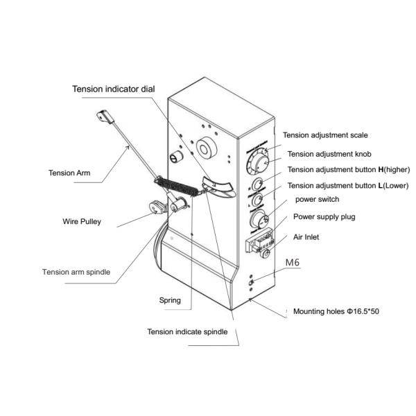 Feed Wire Automaticly Coil Winding Tensioner 0.02-0.4mm Wire Range