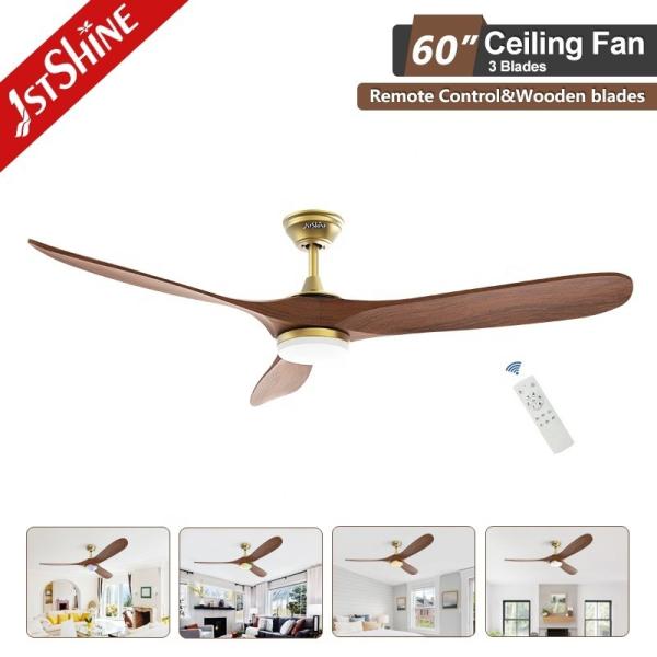 Ventilador de teto LED interior de 10 lâminas de madeira com iluminação personalizada ODM e controle remoto