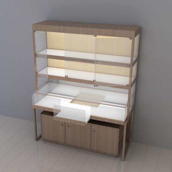 Luxury Wood Display Cabinets with Tempered Glass Doors 1800*1800*2000mm Luxury Style