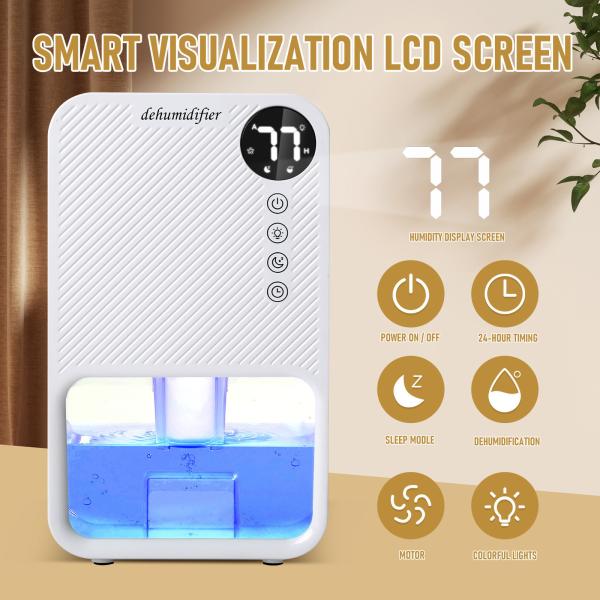 Electric Portable 1100ml Mini Air Dehumidifier for Damp Mould Moisture NO App-Controlled