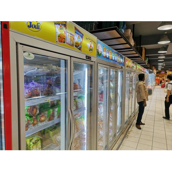 5 слоев Полки Серебро Шампанское цвет стеклянные дверные морозильники для замороженных морепродуктов