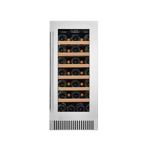 ETL Certificate Air Cooling Bodega Red White Wine Cooler With Steel Wooden Shelves