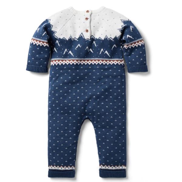 Wholesale Infant Rompers Christmas Knitted Cute Pattern Embroidery Jumpsuits long Sleeves Baby Romper