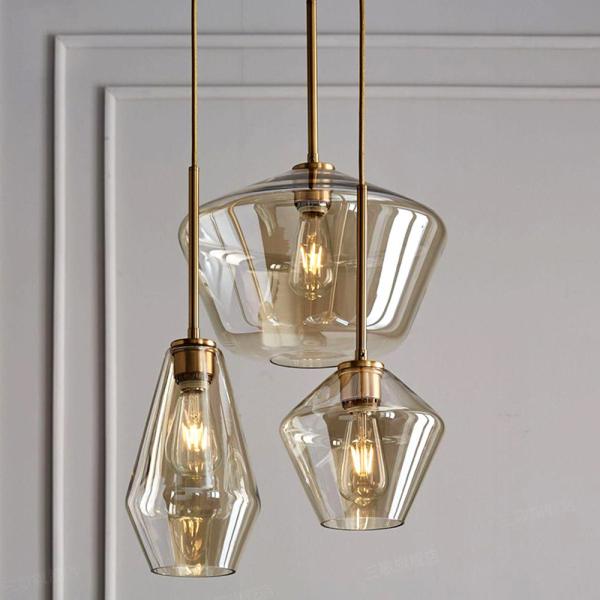 JYLIGHTING Nordic Modern Cafe Ceiling Lighting Fixture Hand Blown Cylindrical Clear Glass Chandelier Pendant Light For Living Room Bedroom Modern Pendant Light