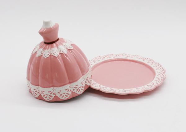 Ceramic Butter Dish with Lid Beautiful Pink Ballet Dress Design Dolomite Handmade Butter Plates