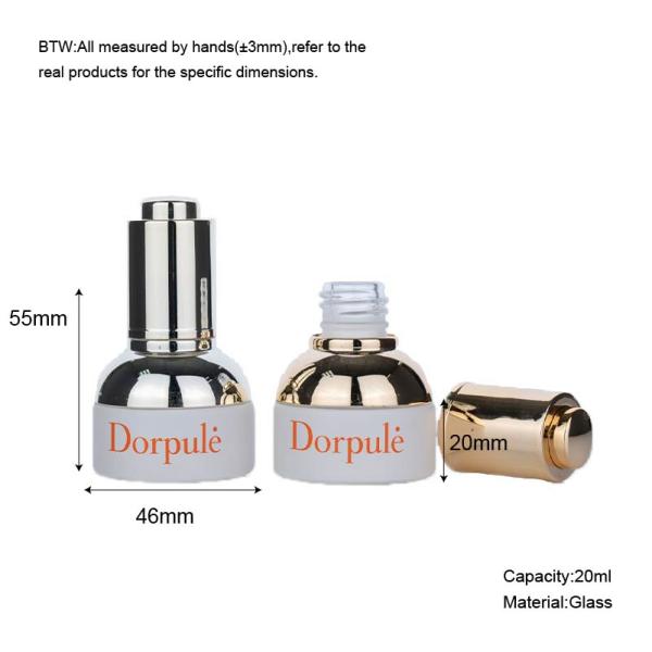 20 мл белая цилиндрическая гладкая стеклянная бутылка с золотой/серебряной каплей для пустой бутылки с капелькой