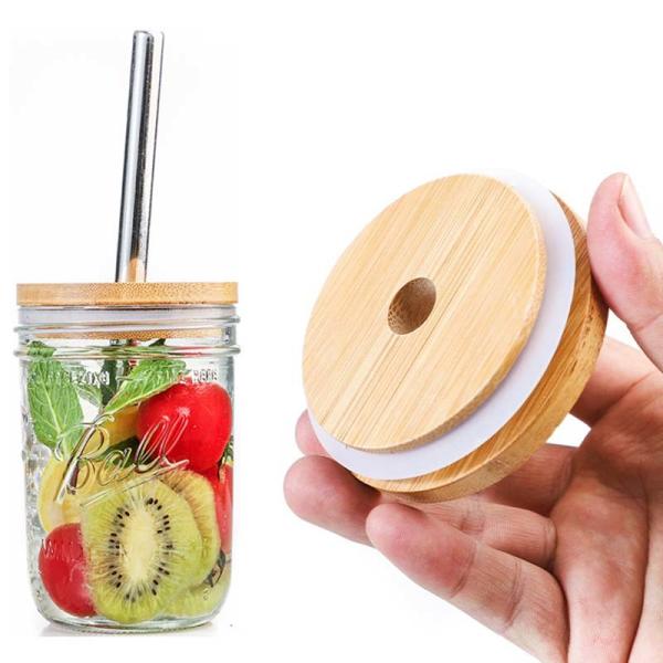 Silicon Circle Bamboo Jar Lid Leafproof For Glass Storage Jar Food Jar Kitchen Lids