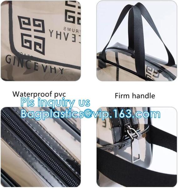 PVC multi function cosmetic case, PVC Transparent Women Travel Costmetic Bag Fashion Portable Trunk Zipper Makeup Organi