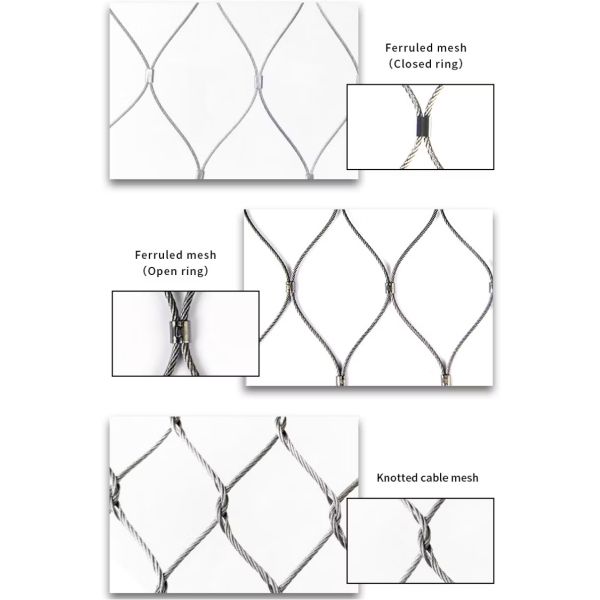 Ferrule Diamond Stainless Steel Wire Rope Mesh Netting for Balustrade