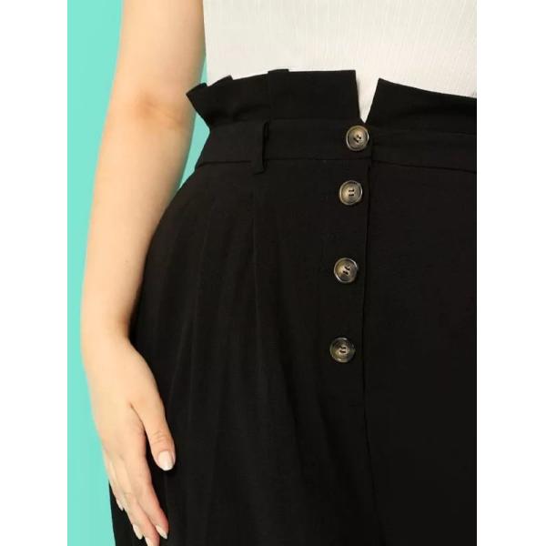 factory clothing manufacturer new style black custom women wide pants with four bottons