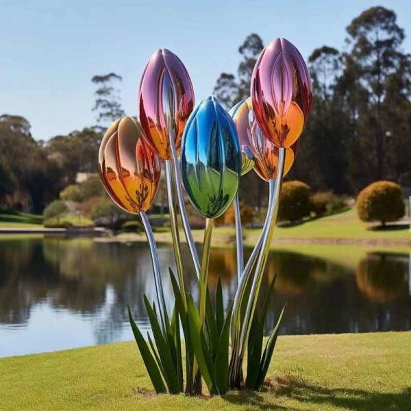 Giant Landmark Dcorative Outdoor Flower Bud Stainless Steel Sculpture