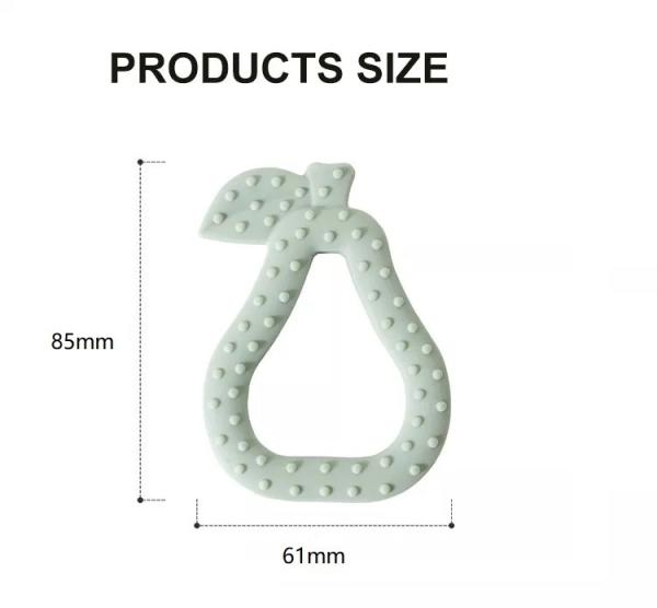 Customized Colors Silicone Pear Shape Chew Pacifier Teething Baby Newborn Teethers 85 X 61mm