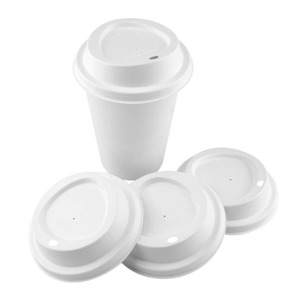Sugarcane Pulp Molded Sip Lid , Triangle Design , Bleached 80mm