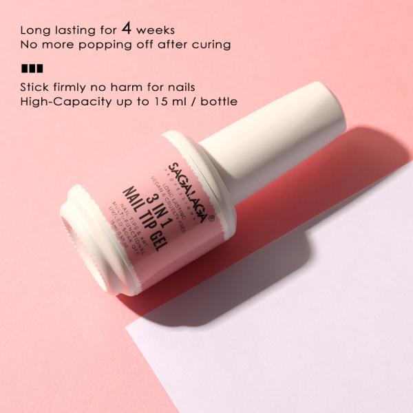 15ML Capacity Uv Led Soak Soft Solid Tips Fake Nail Glue Gel Press on Nails Glue 3 in 1 Nail Tip Adhesive Glue