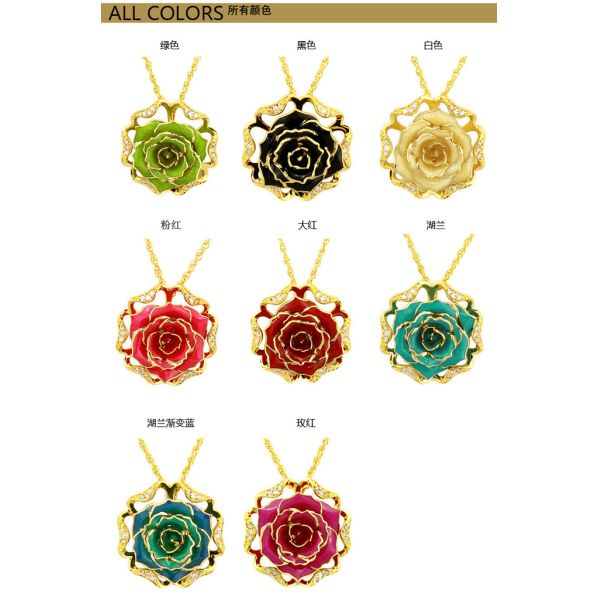 Gifts Woman's  Gold Rose Charming Necklaces Wholesale for Birthday Gift and  Valentine's Day
