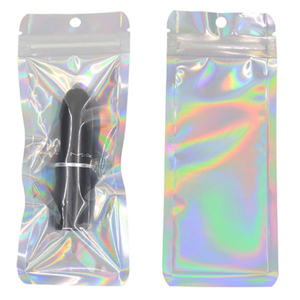 Custom Rainbow Holographic Resealable Paper Pouches Ziplock Bag