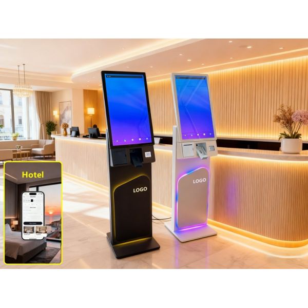 27/32 Inch Floor Standing Touch Screen Self Service Kiosk with 1920X1080 Resolution for Self Ordering and Interactive Use