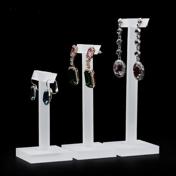 Matte Color Acrylic Earring Display Stands Plexiglass Exhibition Prop With Square Basement