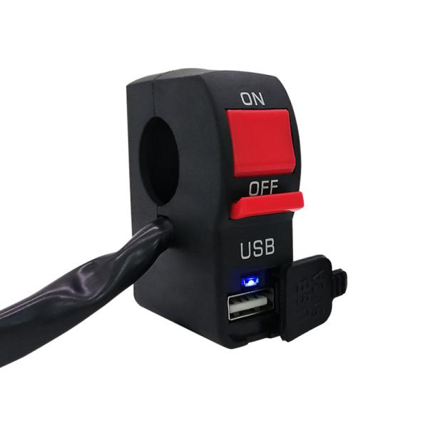 12V Motorcycle Handlebar Usb Charger Socket With ON OFF Switch