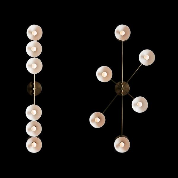 Modern Luxury Round Wall Lamp Artificial Cast Ceramic Brass Trapeze Surface Wall Scone for Hotel Showroom Interior LED Light Source E26 Base
