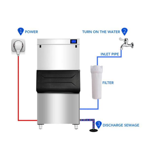 110-220V/50-60Hz Commercial Ice Cube Machine 500kg/24h Stainless Steel Automatic Ice Maker for Business Bar
