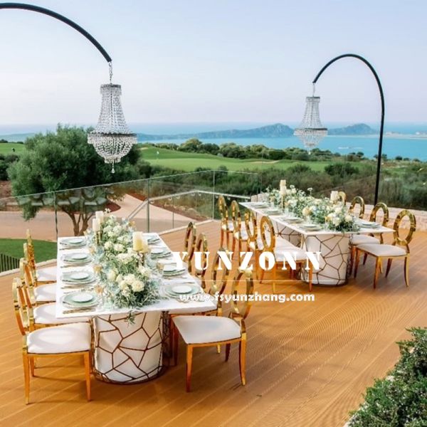 Gaudi Luxury Modern Rectangular Black and White Dining Table for Home Villa Hotel Wedding Hall Use for Dining Room Furniture