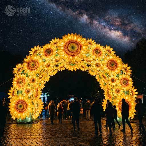 Giant Sunflower Arch LED Lantern | IP65 Waterproof Floral Tunnel Light for Outdoor Park, Light Festival & Commercial Entrance Decoration