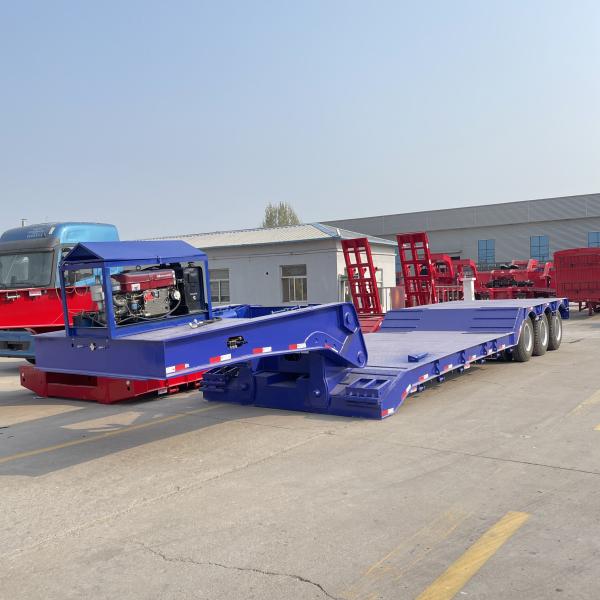 Lowboy Low Loader Bed Lowbed Semi Truck Trailer for Heavy Duty 3axles Excavator Transport