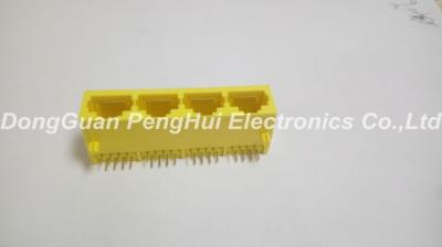 1x4 o amarelo da cor do plástico RJ45 Jack modular do grau 8P8C do porto 90 cataloga para baixo