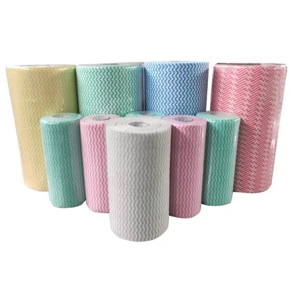 Toalhas de limpeza descartáveis, tecido não tecido multicolor.