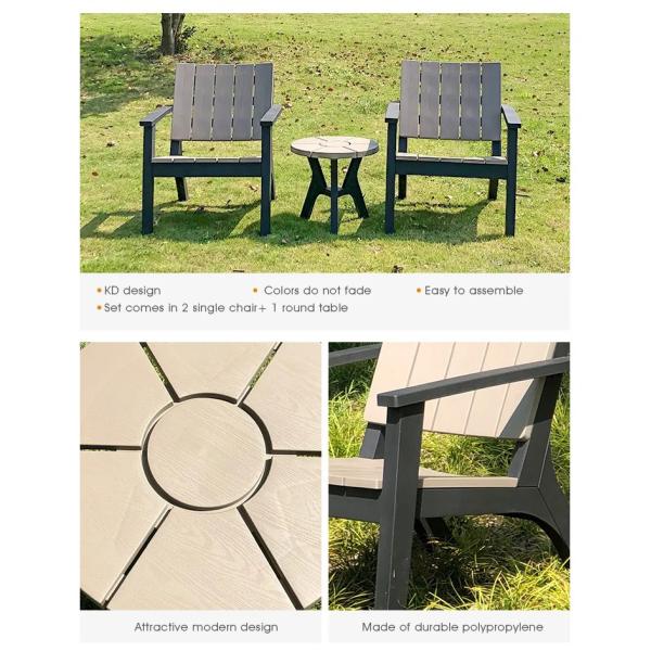 Plastic Wood Table and Chair Set for Nordic Outdoor Patio Garden Balcony Cafe Restaurant