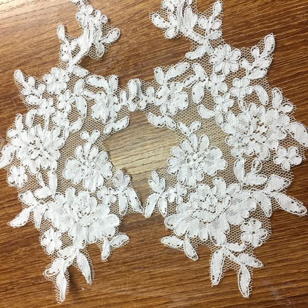 Ivory Venise Cord Lace Applique for Bridal Gown Wedding Dress decor,one pair