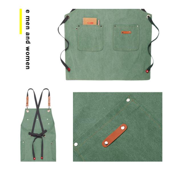 Kitchen Cotton Canvas Aprons With Pocket for Custom Logo Printed Home Restaurant Bar