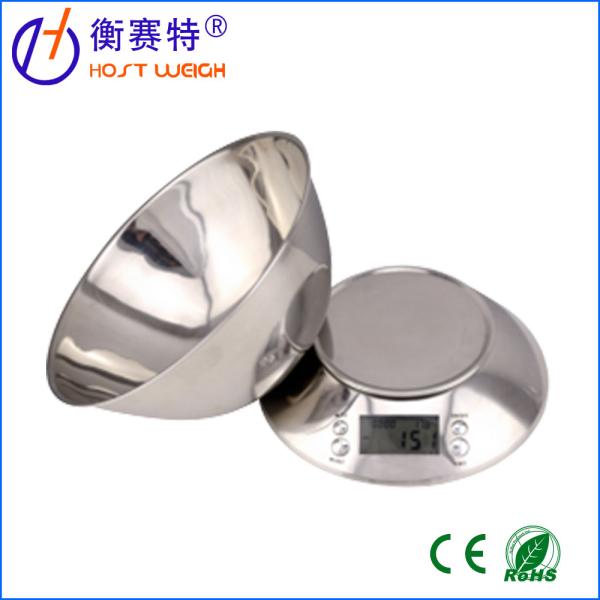 2*AAA Batería Plata 5000g Balanza de alimentos de cocina digital multifuncional con tazón Balanza de plataforma LCD de acero inoxidable portátil