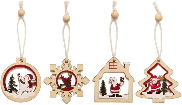 Festive Christmas Wooden hangings Party Christmas decorations Wooden Christmas ornaments