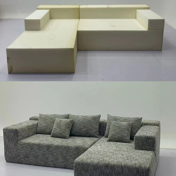 OEM L-Shape Frameless Sofa Comfortable Couch Sponge Indoor Modular Sofa Living Room Could Couch Compressed Sofa